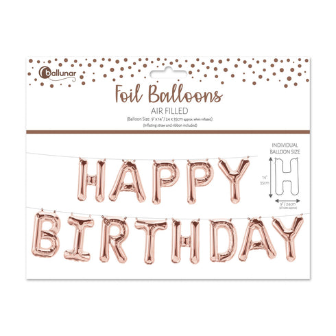 Rose Gold Birthday Balloon - EUROWRAP 24x35cm Foil Decoration